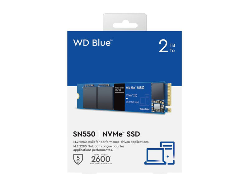 BRAND NEW WD BLUE SN550 2TB NVME SSD, READ 2600MB/S, WRITE 1800 MB/S WDS200T2B0C (Replaces existing HDD) (Installed) - PC Traders Ltd