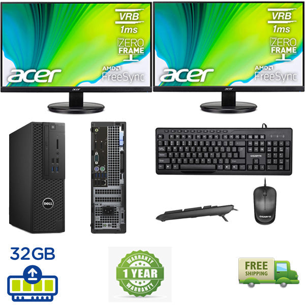 Dual Screen Package!!!Powerful Precision SFF 3420 Ex Lease PC Intel Xeon E3-1245 v5 3.5 Ghz 32GB RAM 480 GB SSD + 1TB HDD FirePro W2100 2GB Win 10 Pro Includes 2 x 24" New monitors and WIFI Ready - PC Traders Ltd