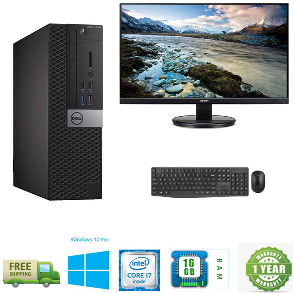 Dell Cheap Combo!! Dell OptiPlex 7040 Ex Lease SFF Desktop i7-6700 3.40GHz 16GB RAM 256GB SSD Windows 10 Pro with 24" New Monitors and Wireless Keyboard and Mouse - PC Traders Ltd