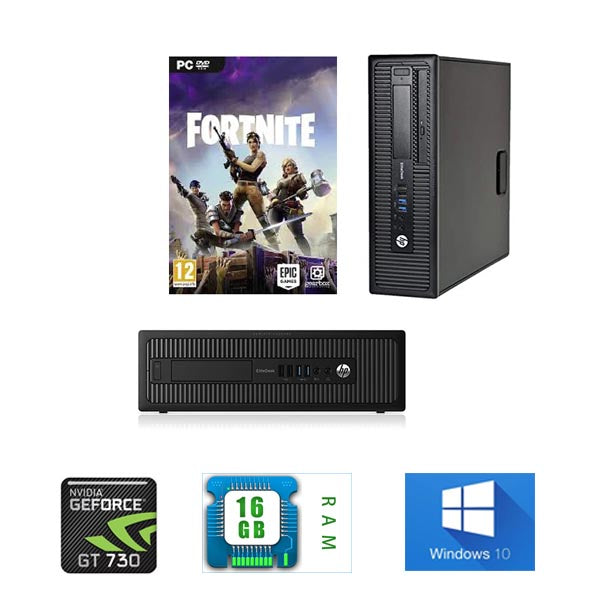 Fortnite Ready!! HP Elitedesk 800 G1 Ex Lease Desktop PC i5-4570 3.2GHz 16GB RAM 240GB SSD with NVIDIA GT 730 2GB and Windows 10 - PC Traders Ltd