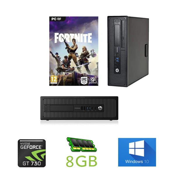Fortnite Ready!! HP Elitedesk 800 G1 Ex Lease Desktop PC i5-4570 3.2GHz 8GB RAM 240GB SSD with NVIDIA GT 730 2GB and Windows 10 home - PC Traders Ltd