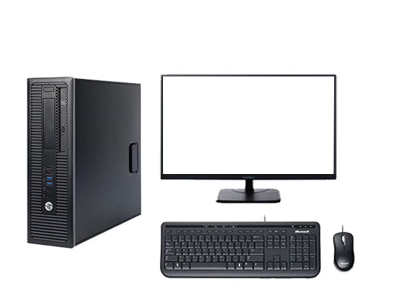Single Screen Office Setup - HP EliteDesk 800 G2 Ex Lease PC i5-6500 3.2GHz 8GB RAM 240GB SSD Windows 10 Pro, Includes: 24" Monitor, MS Office H&B, Norton Security, New Wired Keyboard and mouse, Webcam - PC Traders Ltd